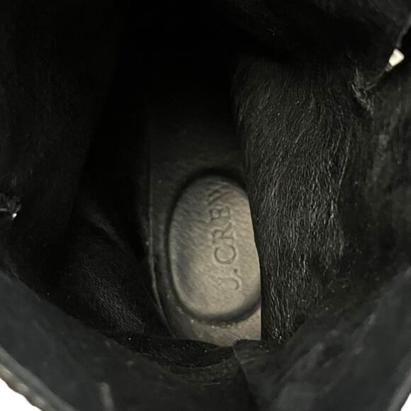 J.Crew Dean Black Leather Boots Silver Buckle Ankle Booties Mid Shaft Size 8.5 - Picture 2 of 10